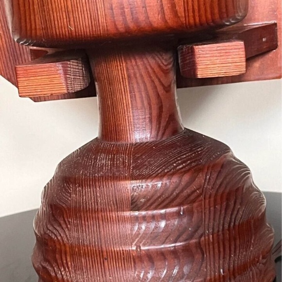 Vintage Rustic Farmhouse Wooden Electric Oil Lamp With Wooden Wall Mount - Picture 9 of 11